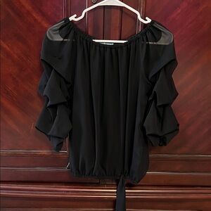 CeCe Elegant Black Off-Shoulder Blouse
